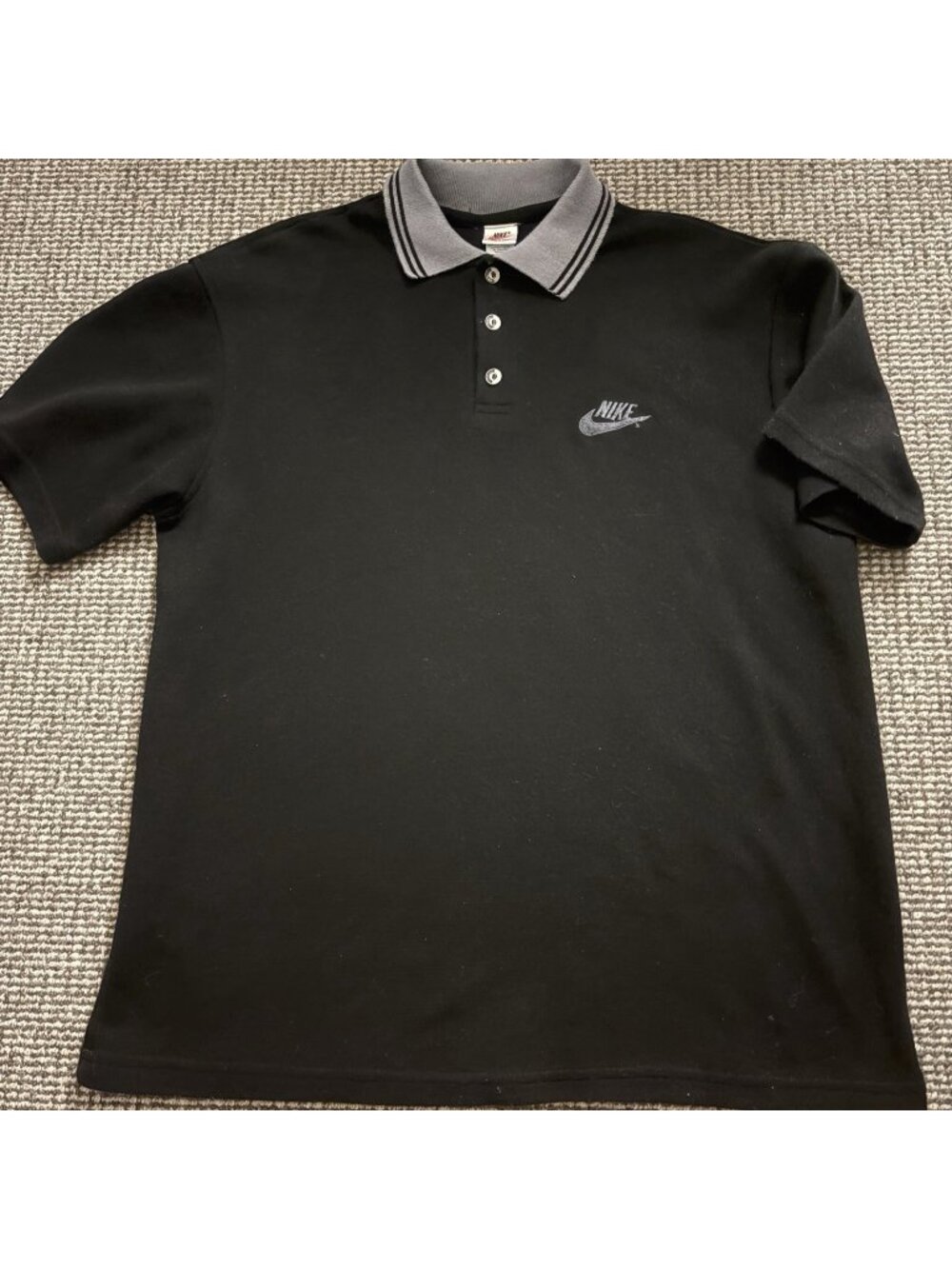 Nike Polo Shirt Heavy Cotton Embroidered Swoosh Mens Size L Tennis Vintage 90s